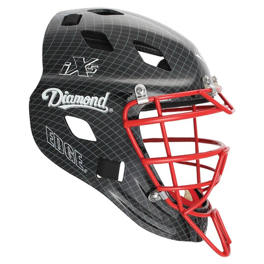Diamond DCH-Edge Pro Catcher's Helmet Small - Black Scarlet Baseball 3 Diamond DCH-Edge Pro Catcher's Helmet Small - Black Scarlet Baseball
