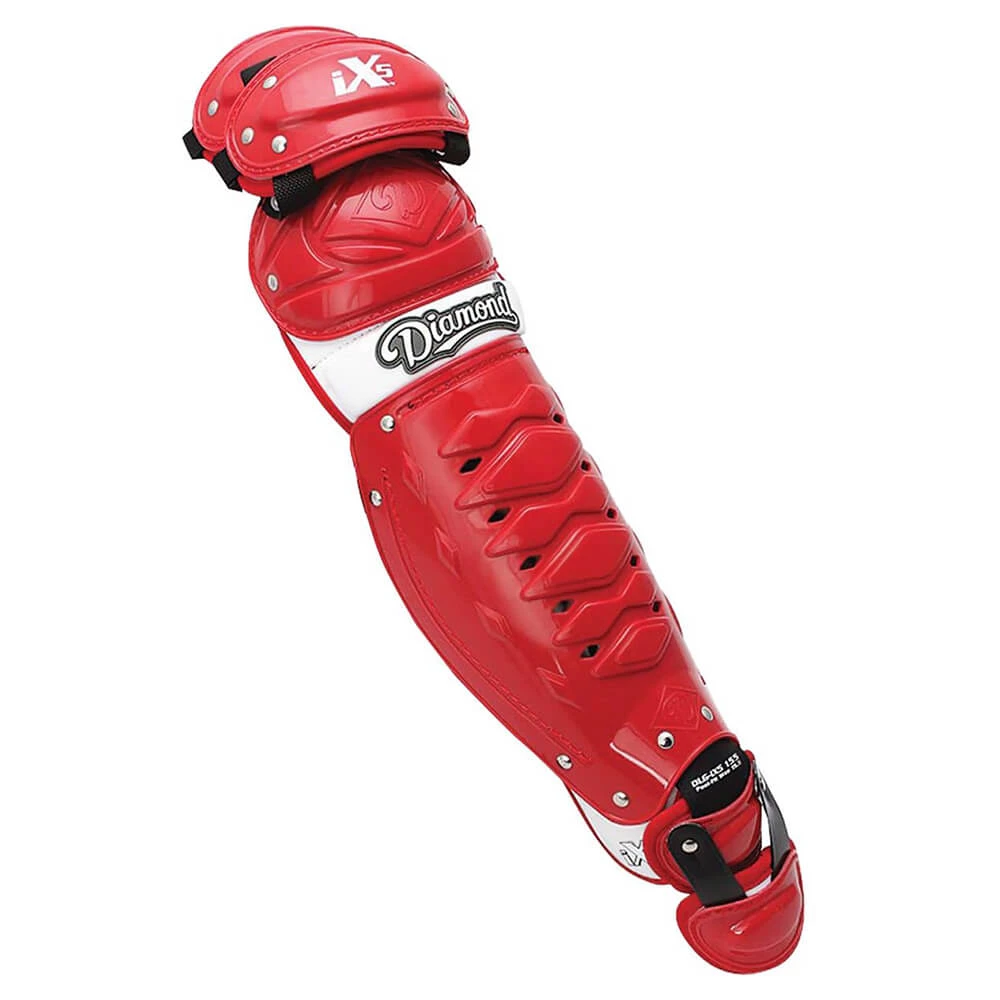 Diamond DCP-iX5 14.5" Baseball Leg Guards - Scarlet White 3 Diamond DCP-iX5 14.5" Baseball Leg Guards - Scarlet White
