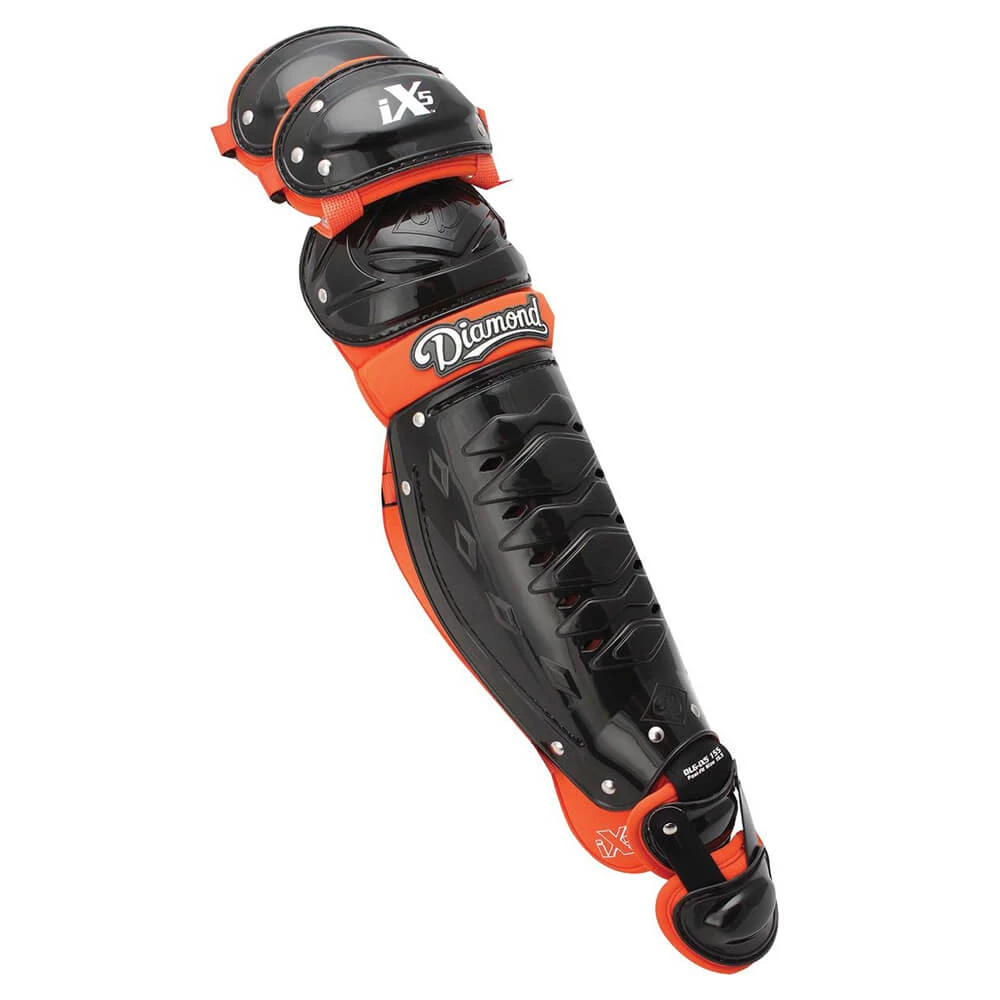Diamond DCP-iX5 14.5" Baseball Leg Guards - Black Orange 3 Diamond DCP-iX5 14.5" Baseball Leg Guards - Black Orange