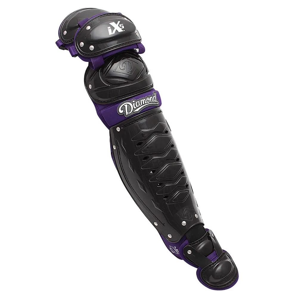 Diamond DCP-iX5 15.5" Baseball Leg Guards - Black Purple 3 Diamond DCP-iX5 15.5" Baseball Leg Guards - Black Purple