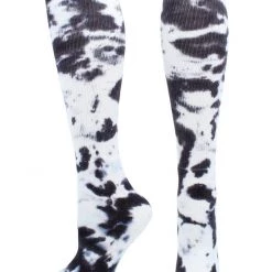 Twin City Krazisox Tie Dye Knee High Socks - Black White