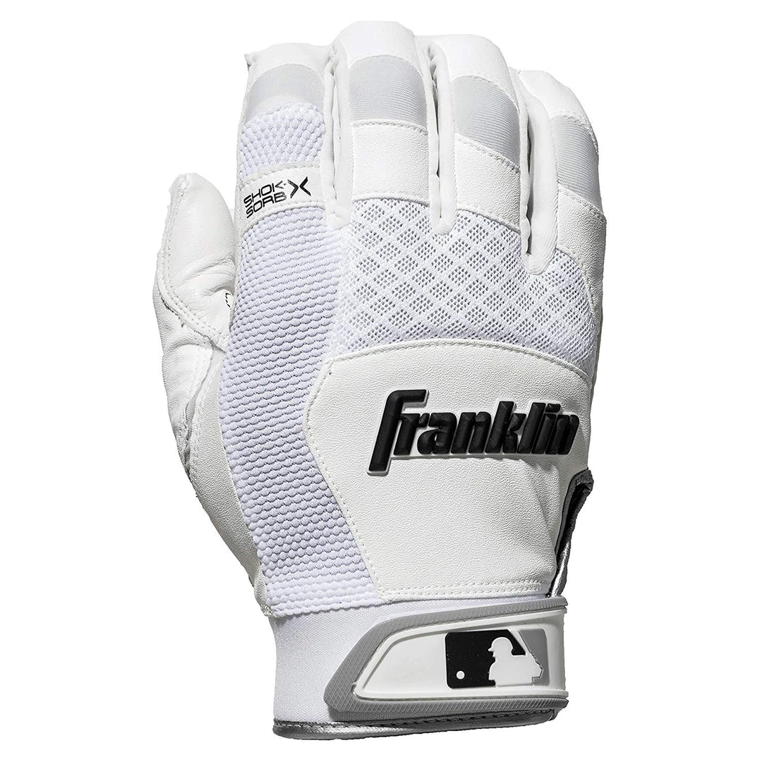 Franklin Shok-Sorb X Youth Batting Gloves - White Baseball 3 Franklin Shok-Sorb X Youth Batting Gloves - White Baseball