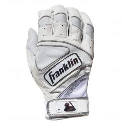Franklin Chrome Powerstrap Adult Batting Gloves - White