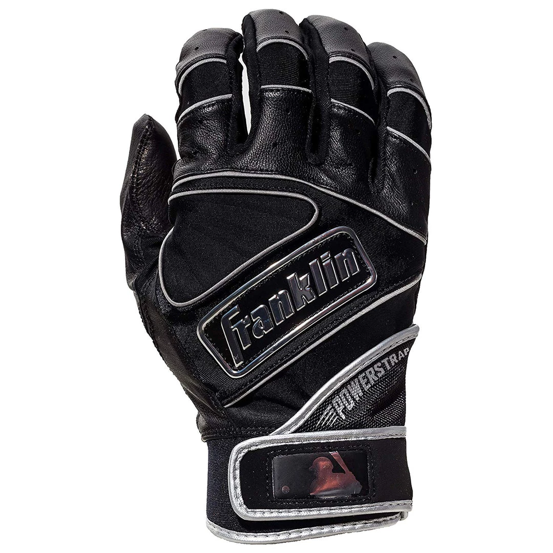 Franklin Chrome Powerstrap Adult Batting Gloves - Black 3 Franklin Chrome Powerstrap Adult Batting Gloves - Black