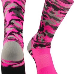 Baseball Twin City Woodland Camo Crew Socks - Hot Pink Camo