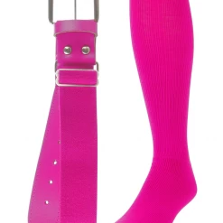 Twin City Belt Knee High Sock Combo - Hot Pink Baseball