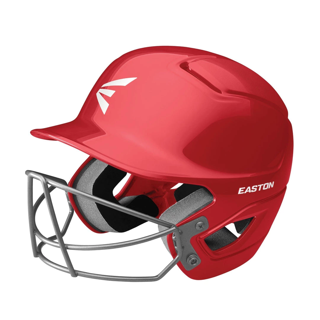 Easton Alpha Solid Helmet With Baseball Facemask - Scarlet Red 3 Easton Alpha Solid Helmet With Baseball Facemask - Scarlet Red