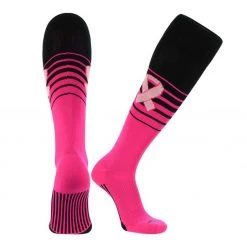 Twin City TCK Breaker Aware Breast Cancer Awareness Knee High Socks - Black Hot Pink