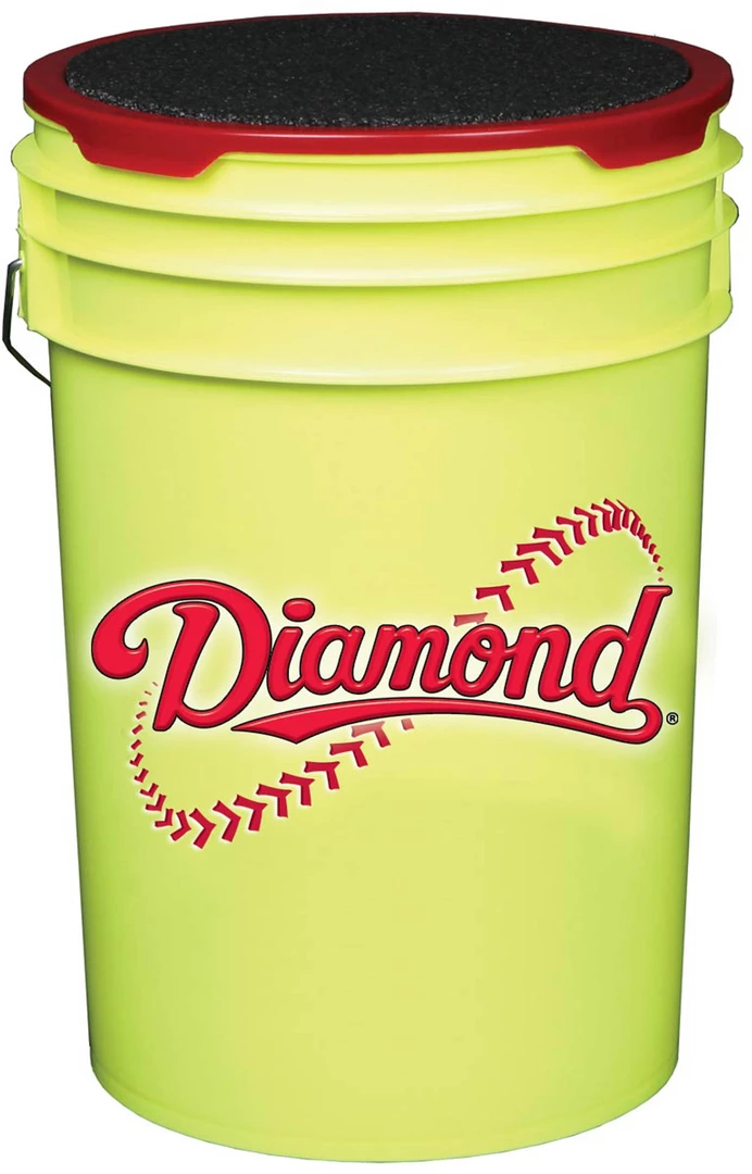 Baseball Diamond Ball Bucket - Yellow 3 Baseball Diamond Ball Bucket - Yellow