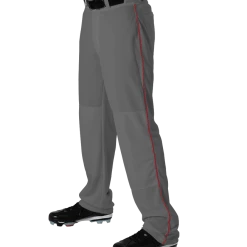 Alleson 605WLBY Youth Baseball Pant With Braid - Charcoal Scarlet
