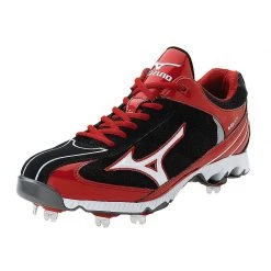 Mizuno 9 Spike Lite Vapor Elite 5 Metal Cleats Black / Red