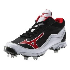 Mizuno 9 Spike Swagger Mid Black / Red Baseball
