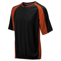 Mizuno 2 Color Mesh Short Sleeve Batting Jersey - Black-Orange Baseball