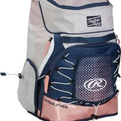 Rawlings R800 Softball Backpack - Gray Navy Rose Gold