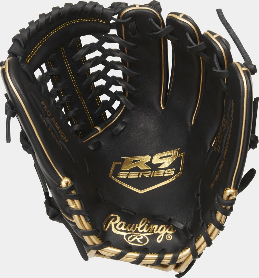 Rawlings 2021 R9 Series 11.75" Infield/Pitcher's Glove R9205-4BG - Black Gold Baseball 4 Rawlings 2021 R9 Series 11.75" Infield/Pitcher's Glove R9205-4BG - Black Gold Baseball