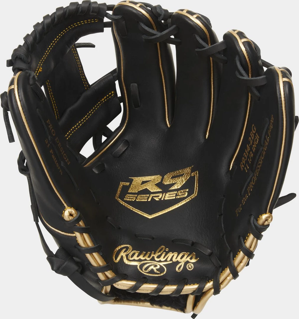 Rawlings 2021 R9 Series 11.50" 31-Pattern Infield Glove R9314-2BG - Black Gold 4 Rawlings 2021 R9 Series 11.50" 31-Pattern Infield Glove R9314-2BG - Black Gold