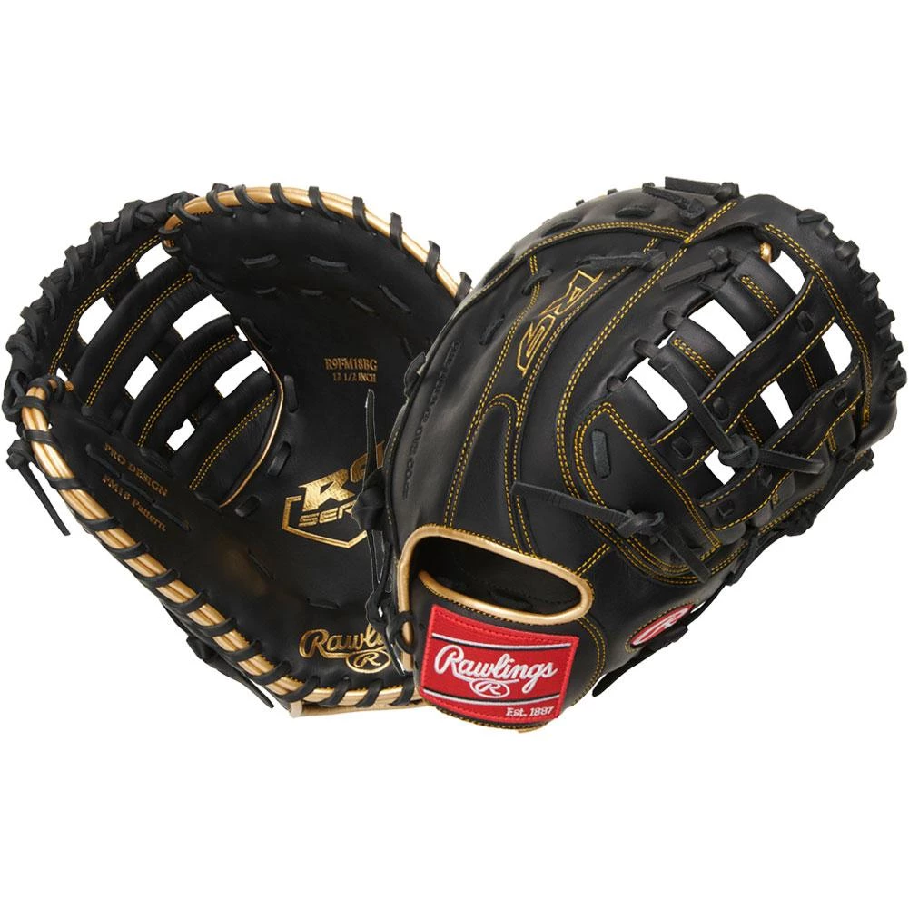 Rawlings 2021 R9 Series 12.5" 1st Base Mitt R9FM18BG - Black Gold Baseball 5 Rawlings 2021 R9 Series 12.5" 1st Base Mitt R9FM18BG - Black Gold Baseball