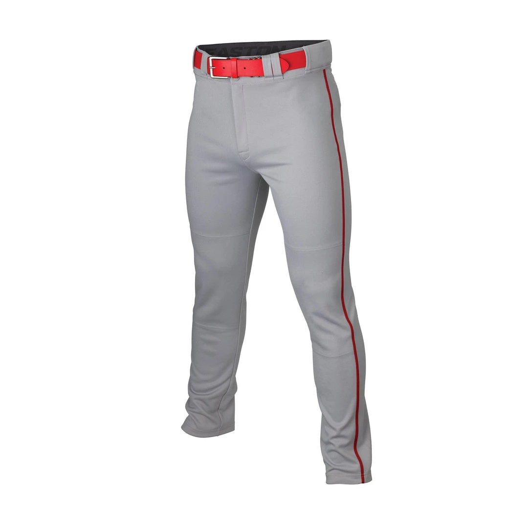 Easton Adult Rival+ Piped Baseball Pants - Gray Red 3 Easton Adult Rival+ Piped Baseball Pants - Gray Red