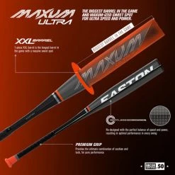 Easton 2021 Maxum Ultra (-3) BBCOR Bat BB21MX - Black Gray Baseball