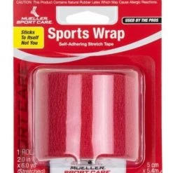 Mueller Sports Wrap Self-Adhering Stretch Tape (2" X 6 Yds) - Red