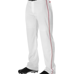 Alleson PWRPBP Adult Warp Knit Baseball Pant With Side Braid - White Scarlet