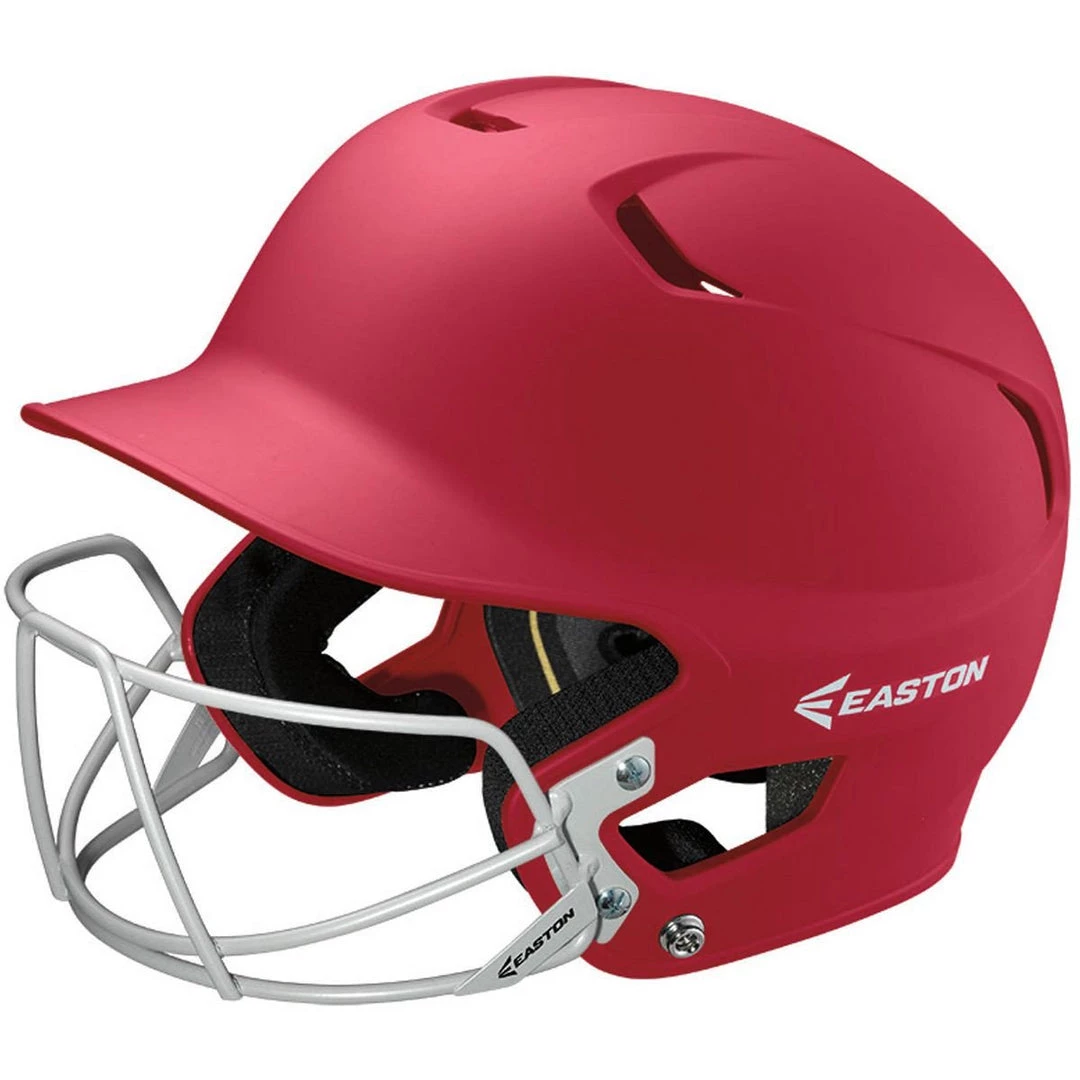 Easton Z5 Solid Batting Helmet With Baseball Facemask - Scarlet Red