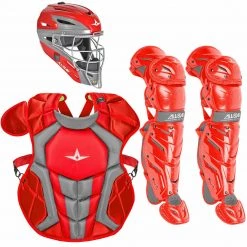 All-Star System 7 Certified NOCSAE Young Pro Catcher's Set (Ages 12-16) - Scarlet Baseball