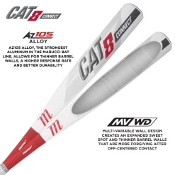 Marucci 2019 Cat Connect (-3) BBCOR Bat - White Red