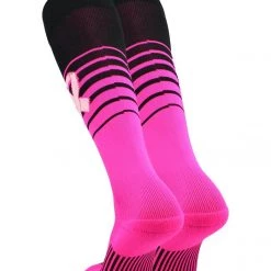 Twin City TCK Breaker Aware Breast Cancer Awareness Knee High Socks - Black Hot Pink