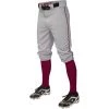 Easton Pro+ Piped Knicker Baseball Pant - Gray Maroon 1 Easton Pro+ Piped Knicker Baseball Pant - Gray Maroon