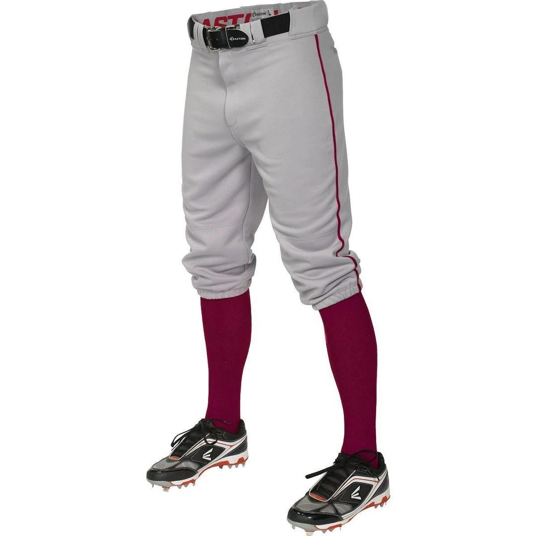 Easton Pro+ Piped Knicker Baseball Pant - Gray Maroon 3 Easton Pro+ Piped Knicker Baseball Pant - Gray Maroon