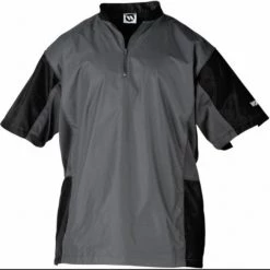 Baseball Worth Batting Jacket 1/2 Zip Short Sleeve - Charcoal Black