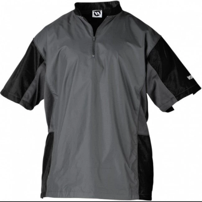 Baseball Worth Batting Jacket 1/2 Zip Short Sleeve - Charcoal Black 3 Baseball Worth Batting Jacket 1/2 Zip Short Sleeve - Charcoal Black