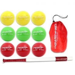 PowerNet Sweet Spot 34" Training Bat And 2.8" Progressive Weighted Ball (9 Pack) - Bundle