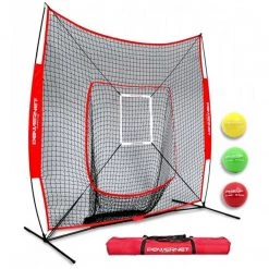 PowerNet DLX 2.0 Baseball Softball Hitting Net System With 3 Progressive Weighted Balls - Black