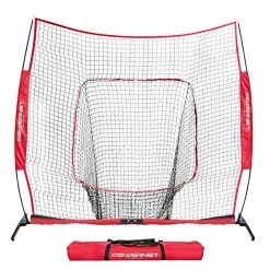 PowerNet 7X7 PRO Baseball - Single Piece Frame Hitting Net - Red