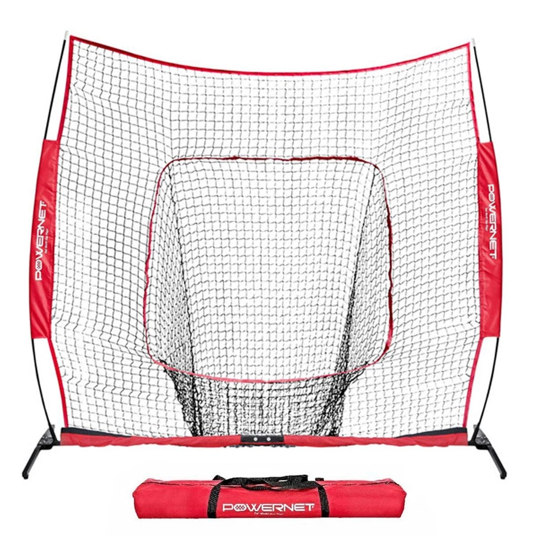 PowerNet 7X7 PRO Baseball - Single Piece Frame Hitting Net - Red 3 PowerNet 7X7 PRO Baseball - Single Piece Frame Hitting Net - Red