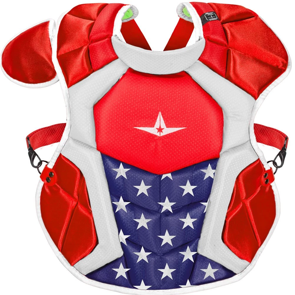 Baseball All-Star System 7 Certified NOCSAE Young USA Pro Catcher's Set (Ages 12-16) - Scarlet White Navy 5 Baseball All-Star System 7 Certified NOCSAE Young USA Pro Catcher's Set (Ages 12-16) - Scarlet White Navy