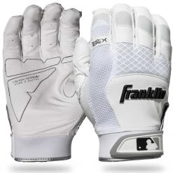 Franklin Shok-Sorb X Adult Batting Gloves - White Chrome Baseball