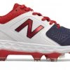 New Balance SPVELOv1 Fastpitch TPU Molded Cleat Low-Cut - White Navy Red Softball