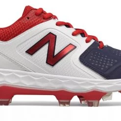 New Balance SPVELOv1 Fastpitch TPU Molded Cleat Low-Cut - White Navy Red Softball