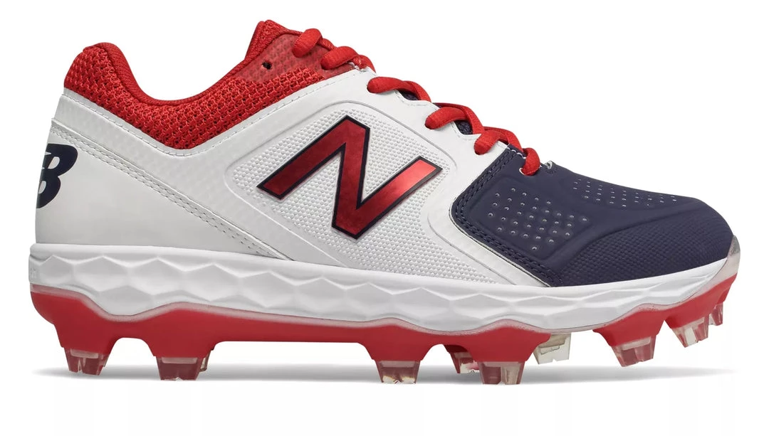 New Balance SPVELOv1 Fastpitch TPU Molded Cleat Low-Cut - White Navy Red Softball 3 New Balance SPVELOv1 Fastpitch TPU Molded Cleat Low-Cut - White Navy Red Softball
