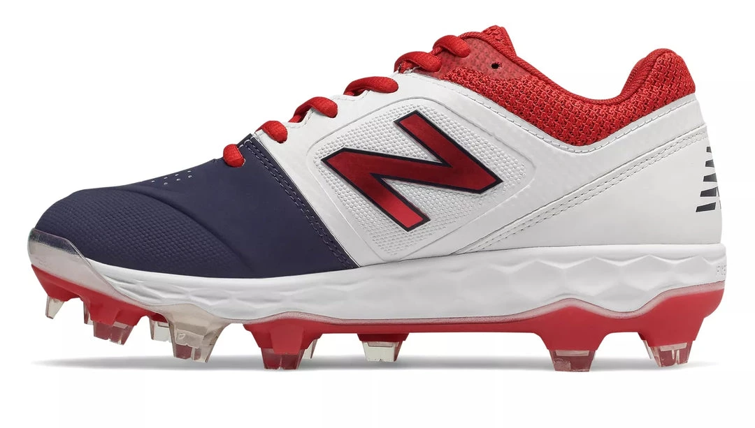 New Balance SPVELOv1 Fastpitch TPU Molded Cleat Low-Cut - White Navy Red Softball 4 New Balance SPVELOv1 Fastpitch TPU Molded Cleat Low-Cut - White Navy Red Softball