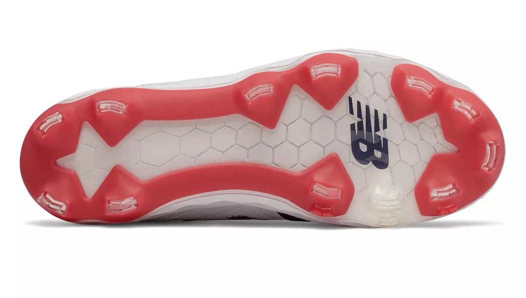 New Balance SPVELOv1 Fastpitch TPU Molded Cleat Low-Cut - White Navy Red Softball 5 New Balance SPVELOv1 Fastpitch TPU Molded Cleat Low-Cut - White Navy Red Softball
