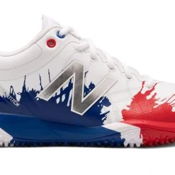 New Balance T4040v5 Turf Playoff Pack Synthetic Mesh Shoes - White Blue Red Baseball