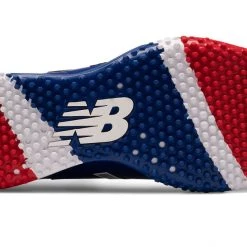 New Balance T4040v5 Turf Playoff Pack Synthetic Mesh Shoes - White Blue Red Baseball