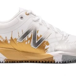 New Balance T4040v5 Turf Playoff Pack Synthetic Mesh Shoes - White Gold Baseball