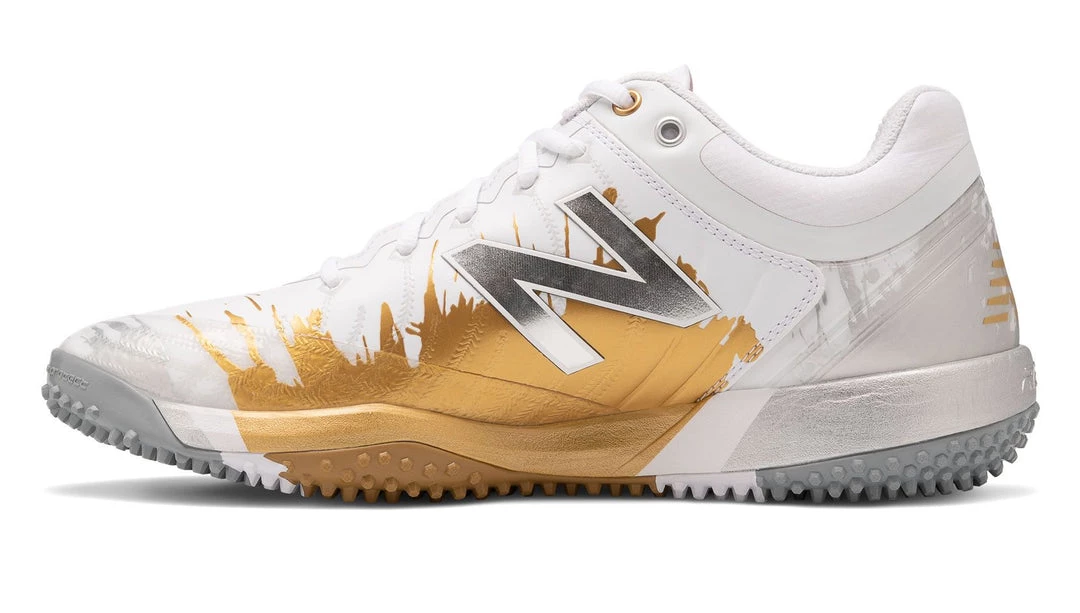 New Balance T4040v5 Turf Playoff Pack Synthetic Mesh Shoes - White Gold Baseball 4 New Balance T4040v5 Turf Playoff Pack Synthetic Mesh Shoes - White Gold Baseball