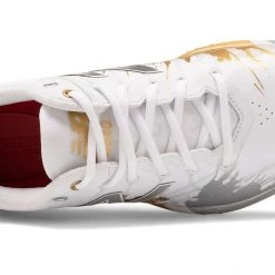 New Balance T4040v5 Turf Playoff Pack Synthetic Mesh Shoes - White Gold Baseball 9 New Balance T4040v5 Turf Playoff Pack Synthetic Mesh Shoes - White Gold Baseball