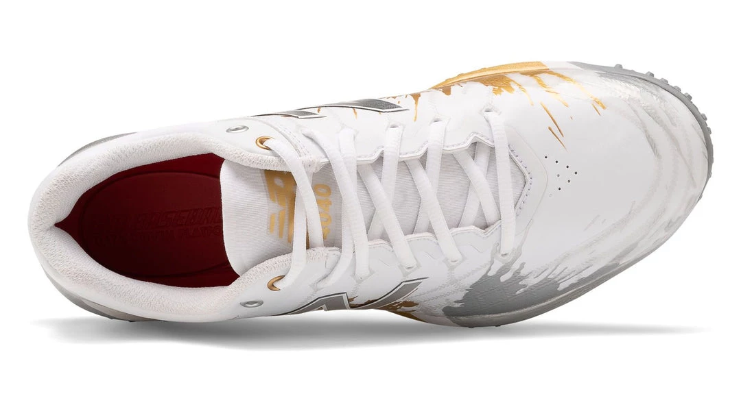 New Balance T4040v5 Turf Playoff Pack Synthetic Mesh Shoes - White Gold Baseball 6 New Balance T4040v5 Turf Playoff Pack Synthetic Mesh Shoes - White Gold Baseball